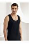Men's Black Wide Strap Combed Cotton Undershirt m New Season (11 Pieces Economic Package)