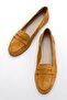 F02 Mustard Suede Genuine Leather Women's Loafer Shoes - 4