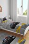 Gray Vehicle Patterned Single Baby Kids Bedding Set - 2