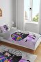 Pink Gray Framed Wednesday Patterned Single Baby Kids Bedding Set - 2