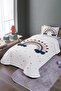 Polka Dot Rainbow Patterned Single Pique Set and Bedspread