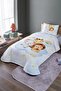 Cloudy Lion Giraffe Elephant Friends Patterned Single Pique Set and Bedspread