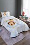 Cloudy Lion Giraffe Elephant Friends Patterned Single Pique Set and Bedspread - 2