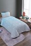 Blue Gray Rope Caps Patterned Single Pique Set and Bedspread - 2