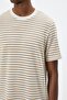 Men's Beige Striped T-Shirt - 5