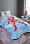 Single Blue Iron Man Patterned Single Pique Set and Bedspread