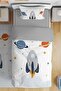 Rocket and Space Patterned Single Baby Kids Duvet Cover Set