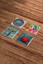 Pomegranate, Evil Eye, Elephant and Pomegranate Tree Themed Natural Stone Travertine Coasters Set of 4 - 2