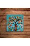 Pomegranate, Evil Eye, Elephant and Pomegranate Tree Themed Natural Stone Travertine Coasters Set of 4 - 3