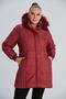 Plus Size Hooded Claret Red Coat