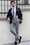 Slim Fit High Quality Pointed Collar Bag Pocket Wool Jacket - 2
