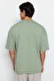 Limited Edition Green Oversize/Wide Cut Faded Effect 100% Cotton Thick T-Shirt Tmnss23Ts00153 - 2