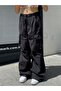 Extra Baggy Tactical Black Parachute Fabric Wide Leg Trousers with Cargo Pockets - 2