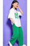 Kids I'Dont Sleep Printed White Tshirt Green Tracksuit Short Sleeve Summer Girl's Tracksuit Set - 2