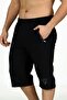 Black Men's Elastic Waist Pocket Cotton Two Thread Large Size Capri EDY201169B-S - 3