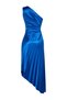 Cobalt Blue Asymmetrical Pleat Detail Knitted Satin Stylish Evening Dress Night Graduation Dress Tprss23El00557 - 9