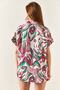 Women's Fuchsia Green Bat Linen Blend Shirt GML-19001121 - 6