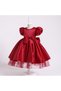 Girls' Front and Back Bow Detail Pearl-Embellished Collar Ball, Party, Graduation, Birthday Dress
