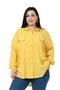 Large Size Pocket Cover Detailed Yellow Shirt with Sleeve and Elastic Mouth