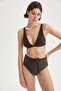 Women's Black Thick Strap Triangle Covered Bikini Top - 2