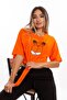 Printed Orange Oversize Unisex Tshirt - 2