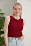 Women's Claret Red Mint Halter Neck 2-Piece Crop Blouse - 2