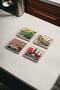 Cities and Classic Cars Natural Stone Travertine Coasters Set of 4