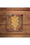 Sacred Geometry Sri Yantra Flower of Life Natural Stone Travertine Coasters Set of 4 - 4