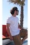 Men's Crew Neck Combination Detailed Cotton Thin Knitwear T-shirt White 23s2005