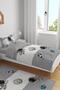 Gray Ye Gray Space and Little Astonaut Patterned Single Baby Kids Bedding Set - 2