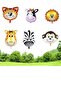 Safari Animals Foil Balloon Set 6 Pieces Small Size