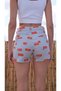 Women's 100% Cotton Print Detailed Straight Cut Mini Shorts Light Blue 23S1032 - 3