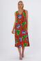 Women's Orange Flower Patterned V-Neck Sleeveless Dress - 5