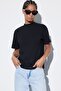 Siyah %100 Pamuk Basic Regular/Normal Kalıp Dik Yaka Örme T-Shirt TWOAW20TS0096 - 7