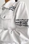Women's White New Season Laser Cut Double Pocket Lettering Embroidery Denim Jacket - 4