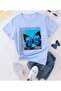 Fluttering Flower Printed Crew Neck Oversize Children's T-shirt