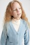 Girl's Regular Fit V-Neck Knitwear Cardigan - 7