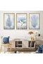 White Snowflower Triple Unbreakable Glass Painting Set with Gold Metal Frame