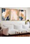 Gold Metal Framed Abstract Pattern Shapes Triple Unbreakable Glass Painting Set - 2