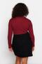Bordo Vücuda Oturan Fitilli Gömlek Yaka Çıtçıtlı Örme Body TBBAW23CS00007 - 5