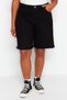 Black High Waist Wide Leg Straight Jeans Shorts Tbbss22Je00012 - 2