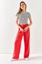 Women's Coral Waist Elasticated Laced Palazzo Linen Trousers PNT-19000219 - 2