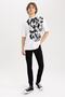 Oversize Fit Crew Neck Printed Short Sleeve T-Shirt A3144ax23hs - 2