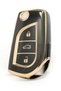 Toyota Corolla Auris Yaris 3 Button Switchblade Nano Key Case Black Gold