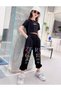 Kids Special Design Colored Printed Knee Ripped Detailed Short Sleeve Summer Girls Tracksuit Set - 2