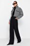 Black Tweed Cropped Puffer Jacket TWOAW24MO00028 - 3