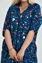 LARGE SIZE COMFORTABLE FIT WOVEN VISCOSE LOOSE DOUBLE POCKET V-NECK DRESS - 4