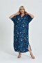LARGE SIZE COMFORTABLE FIT WOVEN VISCOSE LOOSE DOUBLE POCKET V-NECK DRESS - 7