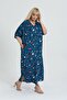 LARGE SIZE COMFORTABLE FIT WOVEN VISCOSE LOOSE DOUBLE POCKET V-NECK DRESS - 8