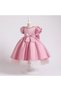 Girls' Front and Back Bow Detail Pearl-Embellished Collar Ball, Party, Graduation, Birthday Dress - 3